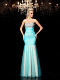 Sheath/Column Sweetheart Sequin Sleeveless Long Net Dresses TPP0003927