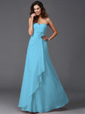 A-Line/Princess Sweetheart Hand-Made Flower Sleeveless Long Chiffon Bridesmaid Dresses TPP0005192