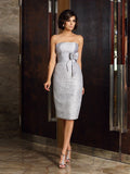 Sheath/Column Strapless Bowknot Sleeveless Short Taffeta Mother of the Bride Dresses TPP0007155