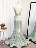 Trumpet/Mermaid Ruffles V-neck Sweep/Brush Train Sleeveless Dresses