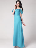 Sheath/Column Sleeveless Pleats Spaghetti Straps Long Chiffon Bridesmaid Dresses TPP0005742