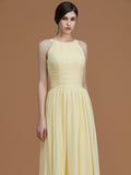 A-Line/Princess Halter Sleeveless Floor-Length Ruched Chiffon Bridesmaid Dresses TPP0005325