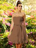 A-Line/Princess Sweetheart Bowknot Sleeveless Short Chiffon Bridesmaid Dresses TPP0005489