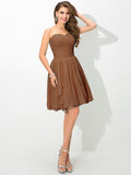 A-Line/Princess Sweetheart Pleats Sleeveless Short Chiffon Bridesmaid Dresses TPP0005491