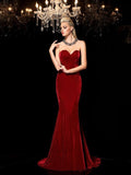 Sheath/Column Sweetheart Sleeveless Long Velvet Dresses TPP0009143