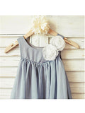 A-line/Princess Scoop Sleeveless Ruffles Tea-Length Chiffon Flower Girl Dresses TPP0007771