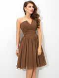 A-Line/Princess V-neck Pleats Sleeveless Short Chiffon Bridesmaid Dresses TPP0005432