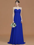 A-Line/Princess Sweetheart Sleeveless Sweep/Brush Train Beading Chiffon Bridesmaid Dresses TPP0005600