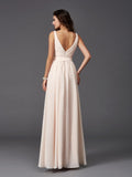 A-Line/Princess Straps Sash/Ribbon/Belt Sleeveless Long Chiffon Bridesmaid Dresses TPP0005143