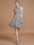 A-Line/Princess Chiffon Knee-Length Sleeveless Scoop Bridesmaid Dresses TPP0005275