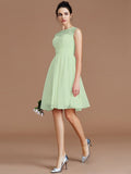 A-Line/Princess Sweetheart Sleeveless Lace Short/Mini Chiffon Bridesmaid Dresses TPP0005413