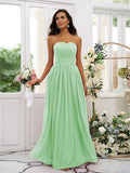 A-Line/Princess Chiffon Ruffles Strapless Sleeveless Floor-Length Bridesmaid Dresses TPP0004948