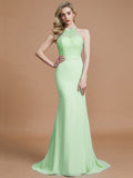 Trumpet/Mermaid Sleeveless Scoop Sweep/Brush Train Chiffon Bridesmaid Dresses TPP0005142