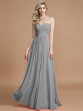 A-Line/Princess Sweetheart Sleeveless Floor-Length Chiffon Bridesmaid Dresses TPP0005518