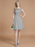 A-Line/Princess Bateau Sleeveless Lace Short/Mini Chiffon Bridesmaid Dresses TPP0005467