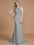 Trumpet/Mermaid Sleeveless Scoop Sweep/Brush Train Chiffon Bridesmaid Dresses TPP0005142