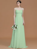 A-Line/Princess Sweetheart Sleeveless Sweep/Brush Train Beading Chiffon Bridesmaid Dresses TPP0005600