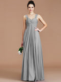 Empire Sweetheart Sleeveless Ruched Floor-Length Chiffon Bridesmaid Dresses TPP0005329