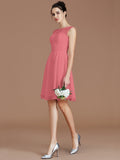 A-Line/Princess Bateau Sleeveless Lace Short/Mini Chiffon Bridesmaid Dresses TPP0005679