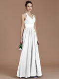 A-Line/Princess Halter Sleeveless Sash/Ribbon/Belt Floor-Length Chiffon Bridesmaid Dresses TPP0005410