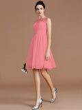 A-Line/Princess Sweetheart Sleeveless Lace Short/Mini Chiffon Bridesmaid Dresses TPP0005413