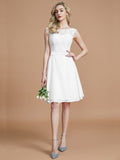 A-Line/Princess Bateau Sleeveless Lace Short/Mini Chiffon Bridesmaid Dresses TPP0005467