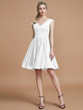 A-Line/Princess V-neck Chiffon Knee-Length Bridesmaid Dresses TPP0005411