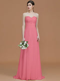 A-Line/Princess Sweetheart Sleeveless Sweep/Brush Train Beading Chiffon Bridesmaid Dresses TPP0005600