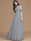 A-Line/Princess Spaghetti Straps Sleeveless Floor-Length Ruffles Chiffon Bridesmaid Dresses TPP0005400