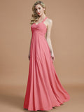 A-Line/Princess Sweetheart Sleeveless Ruched Floor-Length Chiffon Bridesmaid Dresses TPP0005051