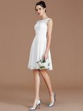 A-Line/Princess Bateau Sleeveless Lace Short/Mini Chiffon Bridesmaid Dresses TPP0005679