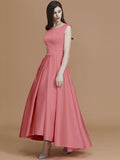 A-Line/Princess Bateau Sleeveless Asymmetrical Ruffles Satin Bridesmaid Dresses TPP0005281