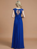 A-Line/Princess V-neck Sleeveless Ruched Floor-Length Chiffon Bridesmaid Dresses TPP0005567