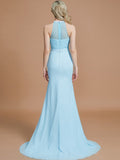 Trumpet/Mermaid Sleeveless Scoop Sweep/Brush Train Chiffon Bridesmaid Dresses TPP0005142