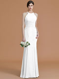 Trumpet/Mermaid Halter Sleeveless Floor-Length Ruched Chiffon Bridesmaid Dresses TPP0005544