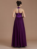 A-Line/Princess Halter Sleeveless Sash/Ribbon/Belt Floor-Length Chiffon Bridesmaid Dresses TPP0005410