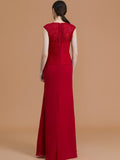 Sheath/Column Jewel Sleeveless Floor-Length Lace Chiffon Bridesmaid Dresses TPP0005461