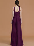 A-Line/Princess Halter Sleeveless Floor-Length Ruched Chiffon Bridesmaid Dresses TPP0005501