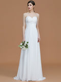 A-Line/Princess Sweetheart Sleeveless Sweep/Brush Train Beading Chiffon Bridesmaid Dresses TPP0005600