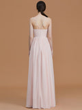 A-Line/Princess Spaghetti Straps Sleeveless Floor-Length Ruched Chiffon Bridesmaid Dresses TPP0005507