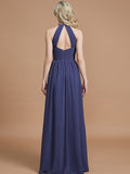 A-Line/Princess Scoop Chiffon Sleeveless Floor-Length Bridesmaid Dresses TPP0005455