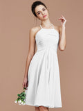 A-Line/Princess Halter Sleeveless Ruched Short/Mini Chiffon Bridesmaid Dresses TPP0005152