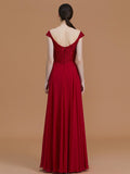 A-Line/Princess V-neck Sleeveless Floor-Length Lace Chiffon Bridesmaid Dresses TPP0005569