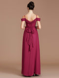 A-Line/Princess Off-the-Shoulder Sleeveless Ruched Floor-Length Chiffon Bridesmaid Dresses TPP0005174