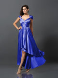 Sheath/Column Sleeveless High Low Silk like Satin Bridesmaid Dresses TPP0005141