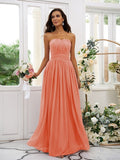 A-Line/Princess Chiffon Ruffles Strapless Sleeveless Floor-Length Bridesmaid Dresses TPP0004948