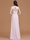 A-Line/Princess V-neck Sleeveless Floor-Length Ruched Chiffon Bridesmaid Dresses TPP0005284