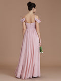 A-Line/Princess Off-the-Shoulder Sleeveless Ruched Floor-Length Chiffon Bridesmaid Dresses TPP0005324