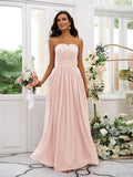 A-Line/Princess Chiffon Ruffles Strapless Sleeveless Floor-Length Bridesmaid Dresses TPP0004948