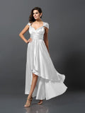 Sheath/Column Sleeveless High Low Silk like Satin Bridesmaid Dresses TPP0005141